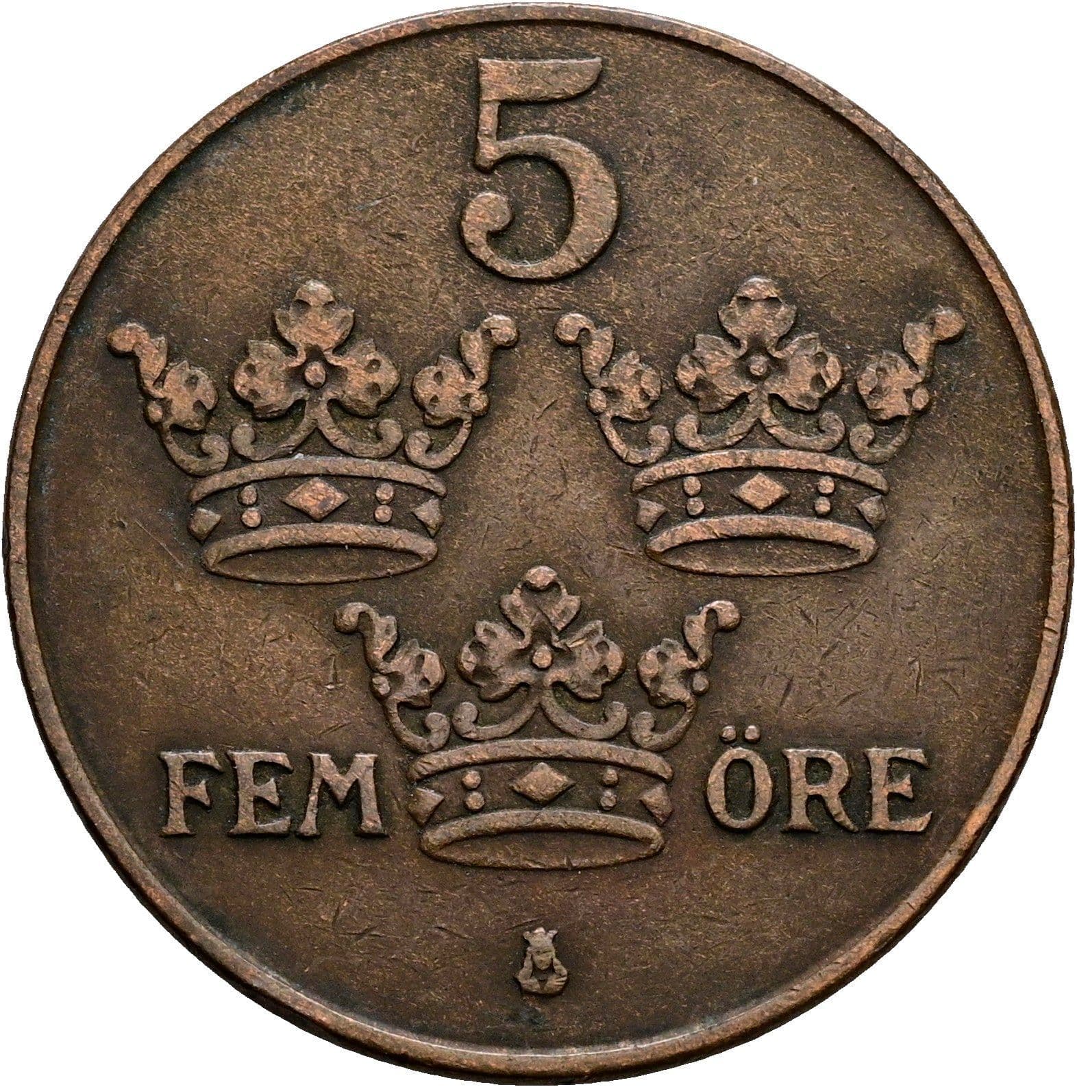 5 Öre Gustaf V. 1907-1950 1929 – Vorderseite
