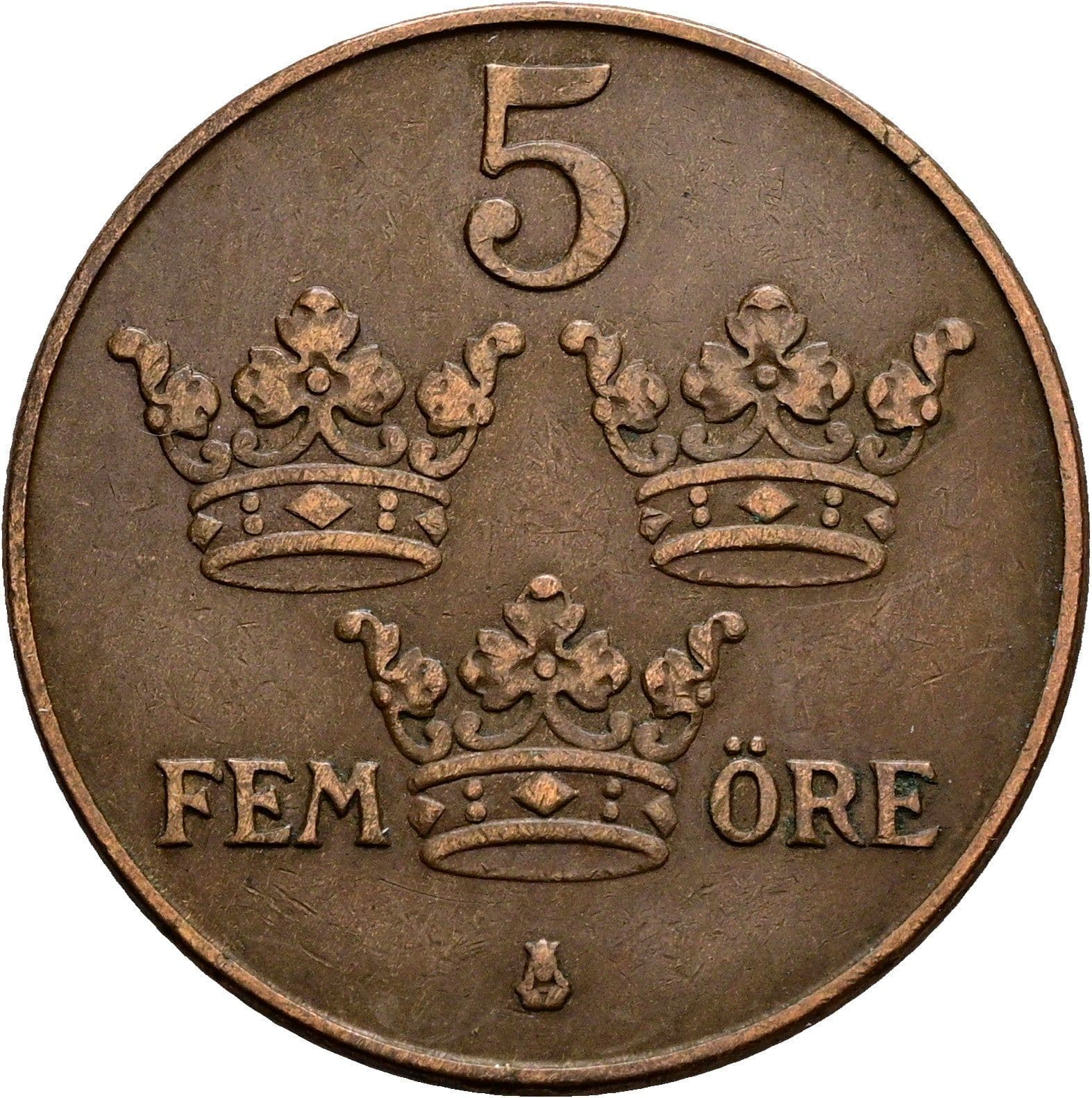 5 Öre Gustaf V. 1907-1950 1942 – Vorderseite