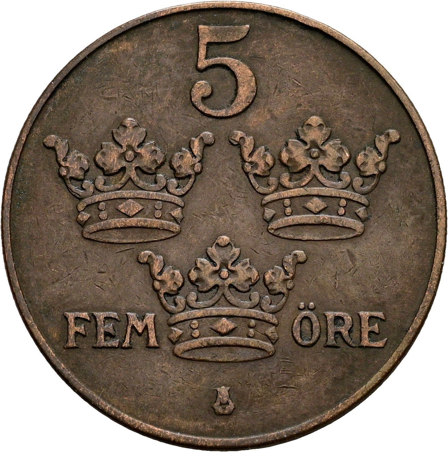 5 Öre Gustaf V. 1907-1950 1930 – Vorderseite