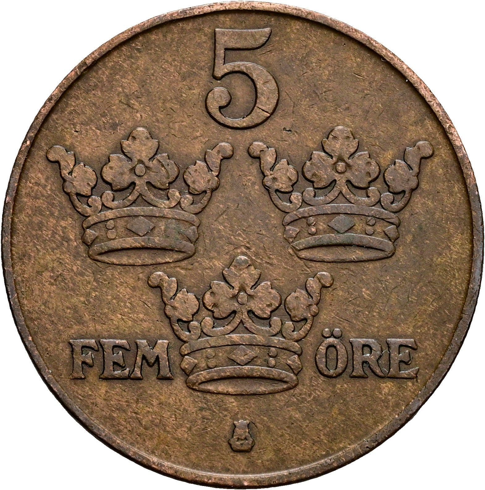 5 Öre Gustaf V. 1907-1950 1915 – Vorderseite