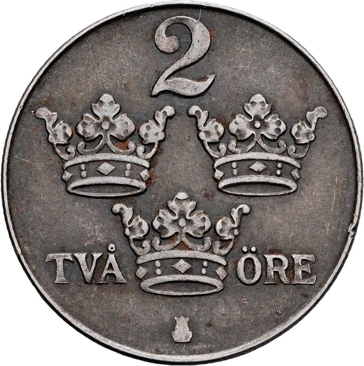 2 Öre Gustaf V. 1907-1950 1949 – Vorderseite