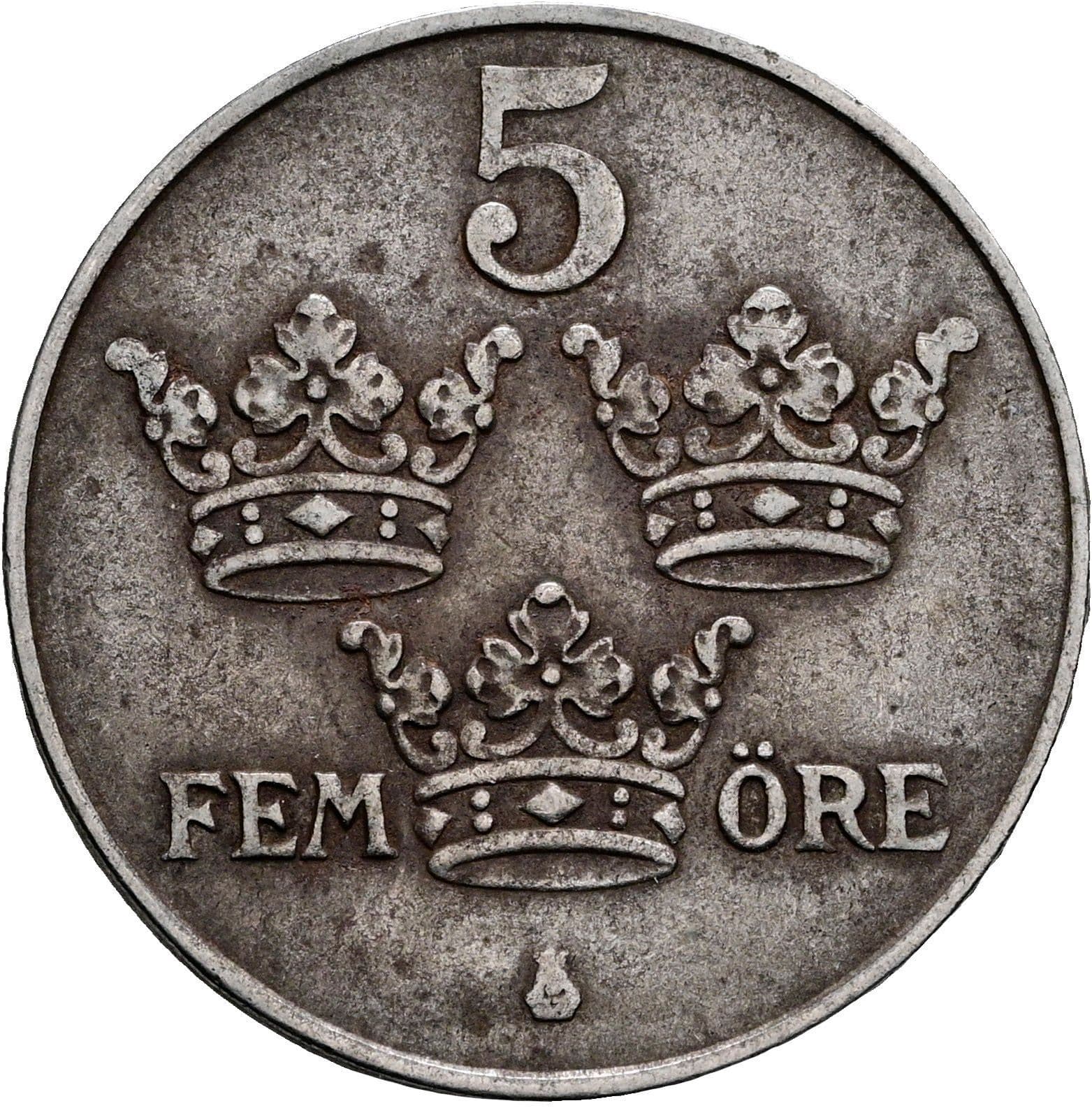 5 Öre Gustaf V. 1907-1950 1949 – Vorderseite