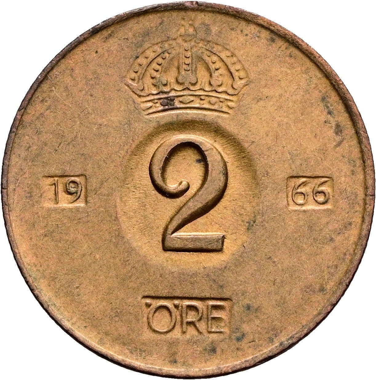 2 Öre Gustaf VI. Adolf 1950-1973 1966 – Vorderseite
