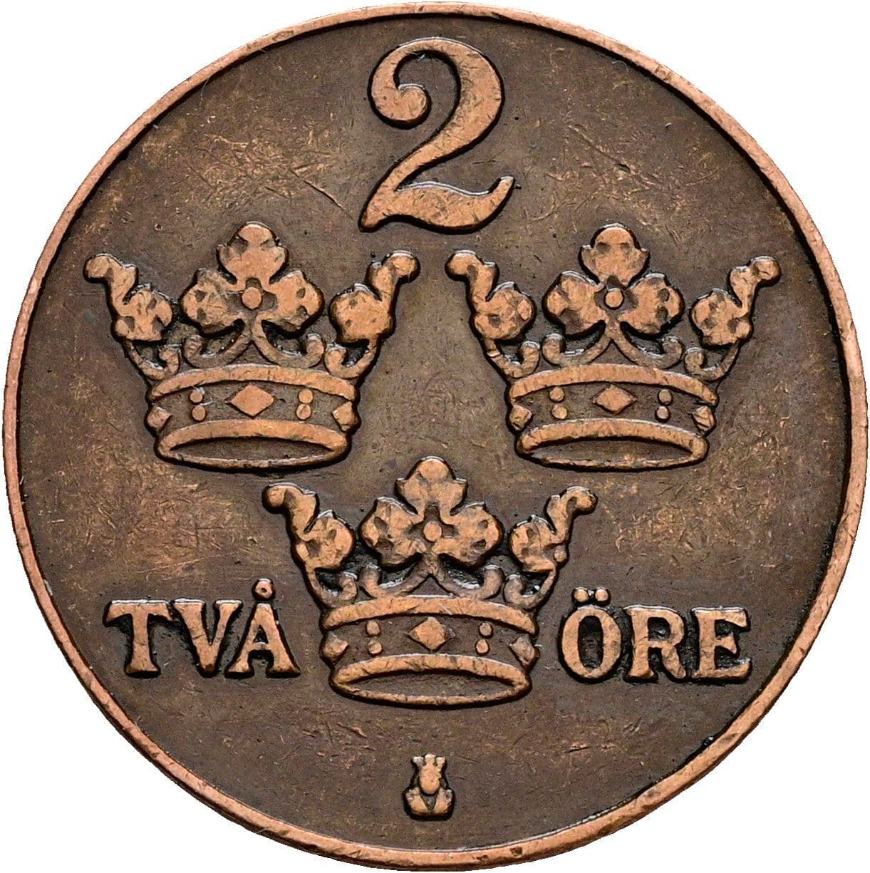 2 Öre Gustaf V. 1907-1950 1924 – Vorderseite