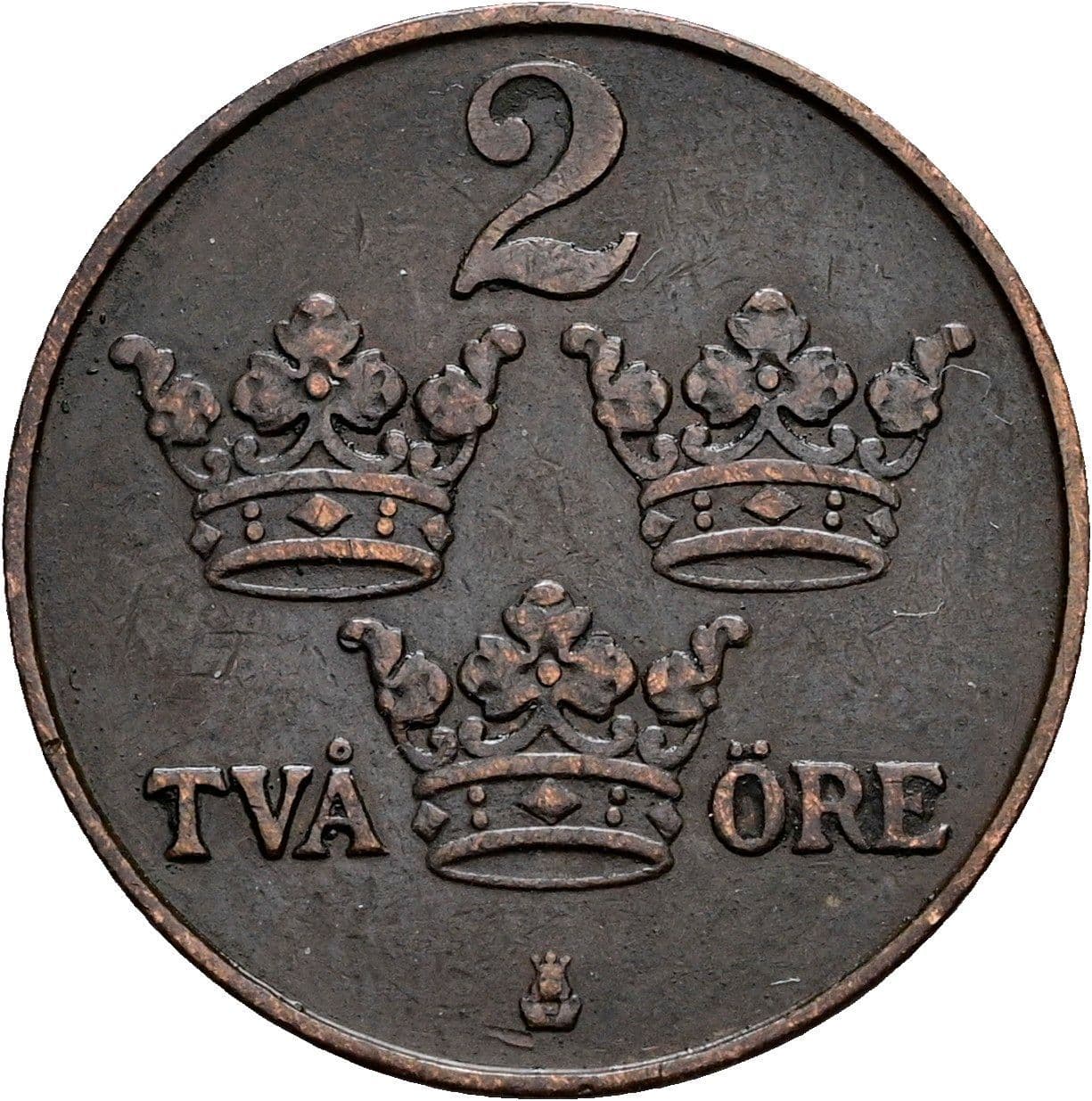 2 Öre Gustaf V. 1907-1950 1914 – Vorderseite