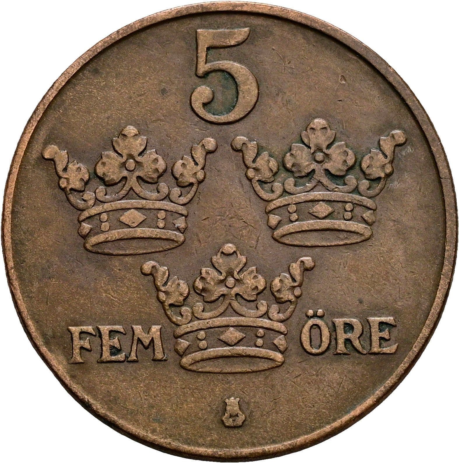 5 Öre Gustaf V. 1907-1950 1937 – Vorderseite