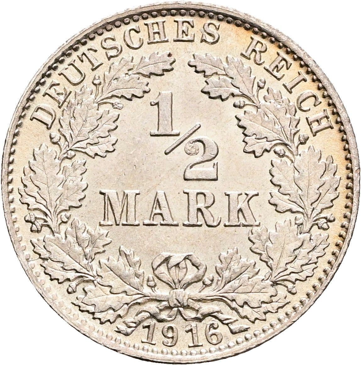 1/2 Mark 1916 D – Vorderseite