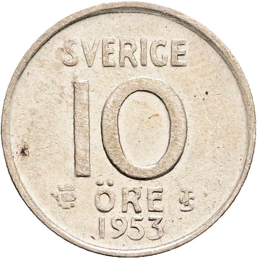 10 Öre Gustaf VI. Adolf 1950-1973 1953 – Vorderseite