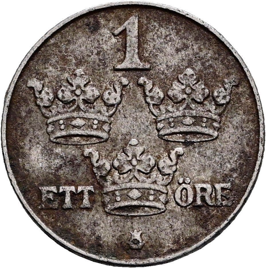 1 Öre Gustaf V. 1907-1950 1917 – Vorderseite