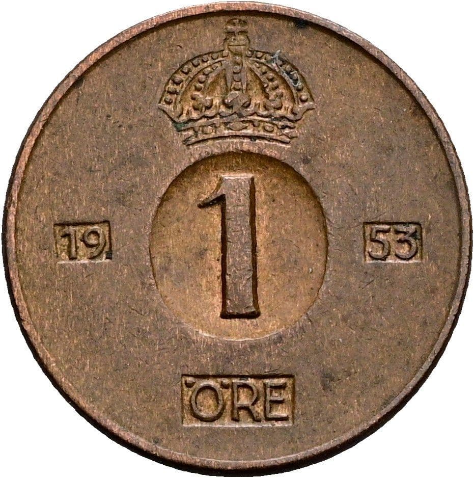 1 Öre Gustaf VI. Adolf 1950-1973 1953 – Vorderseite