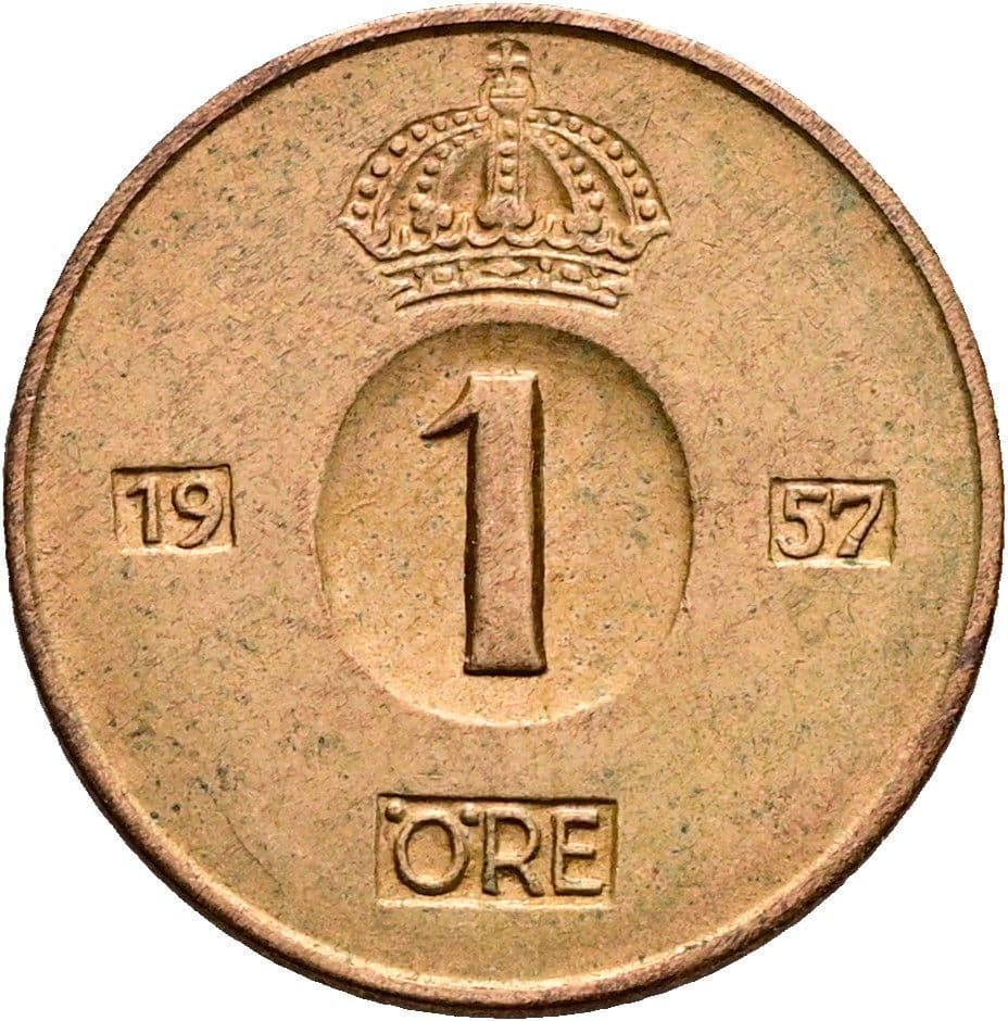 1 Öre Gustaf VI. Adolf 1950-1973 1957 – Vorderseite