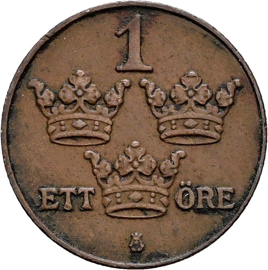 1 Öre Gustaf V. 1907-1950 1920 – Vorderseite