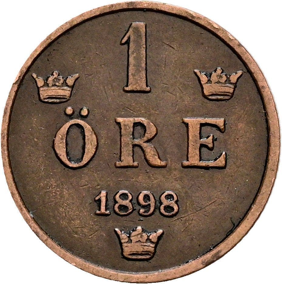 1 Öre Oskar II. 1872-1907 1898 – Vorderseite