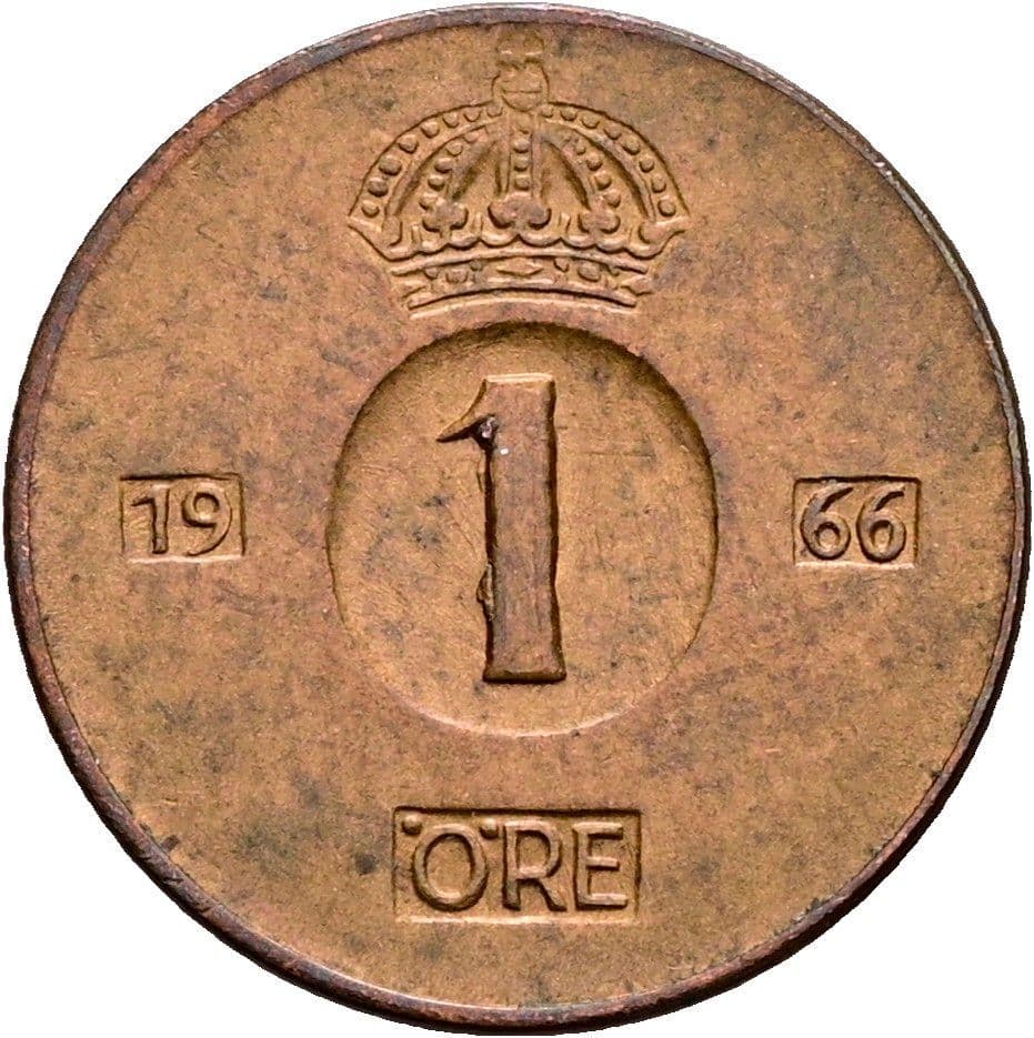 1 Öre Gustaf VI. Adolf 1950-1973 1966 – Vorderseite