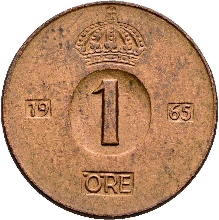 1 Öre Gustaf VI. Adolf 1950-1973 1965 – Vorderseite