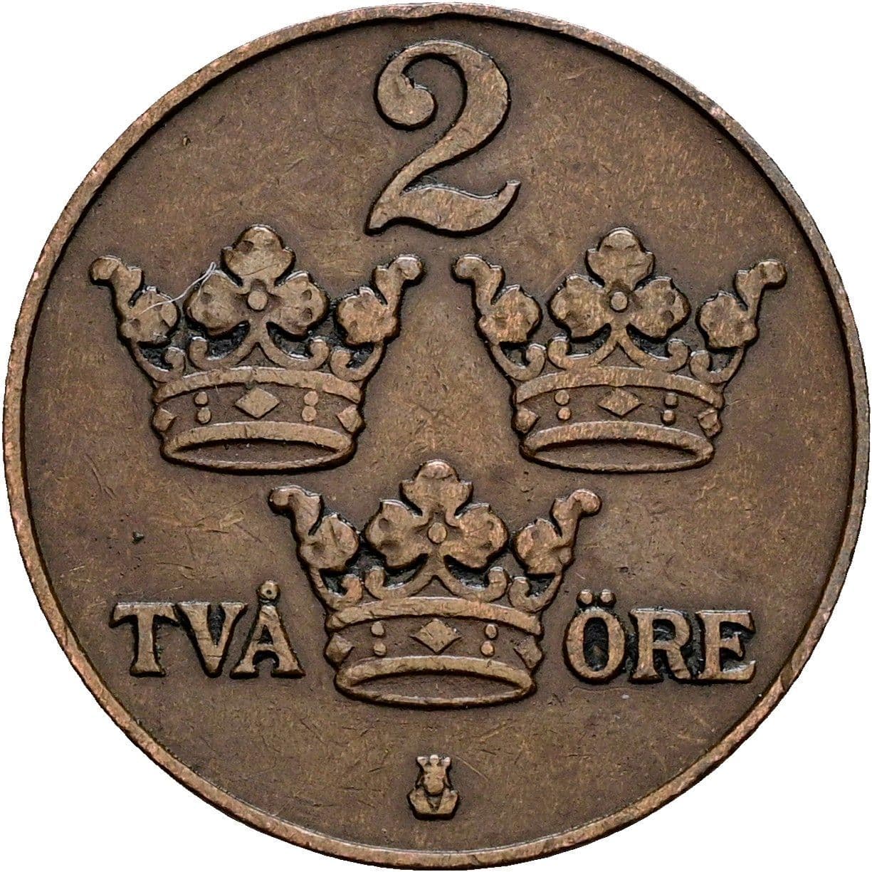 2 Öre Gustaf V. 1907-1950 1923 – Vorderseite