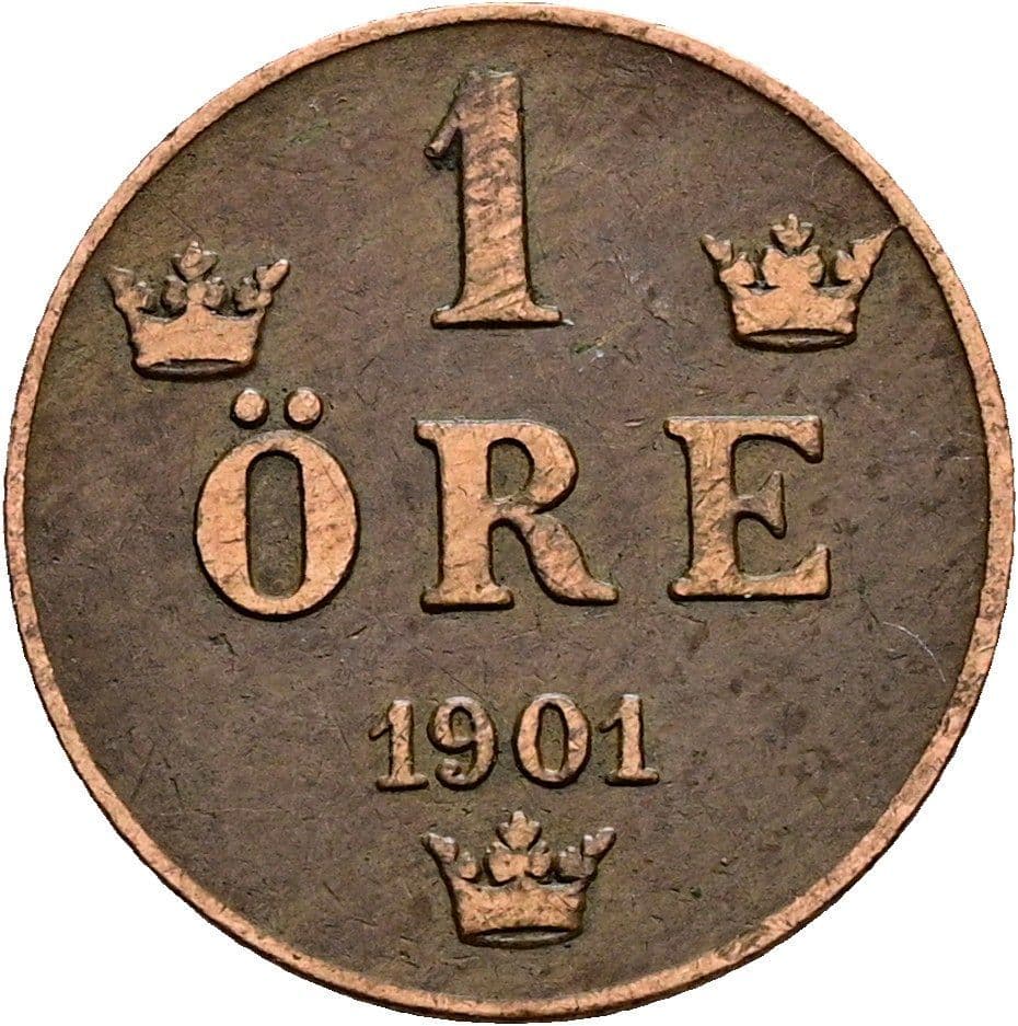 1 Öre Oskar II. 1872-1907 1901 – Vorderseite