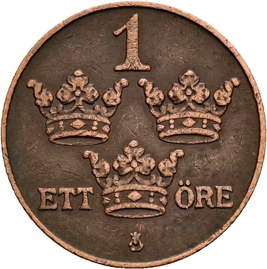 1 Öre Gustaf V. 1907-1950 1915 – Vorderseite