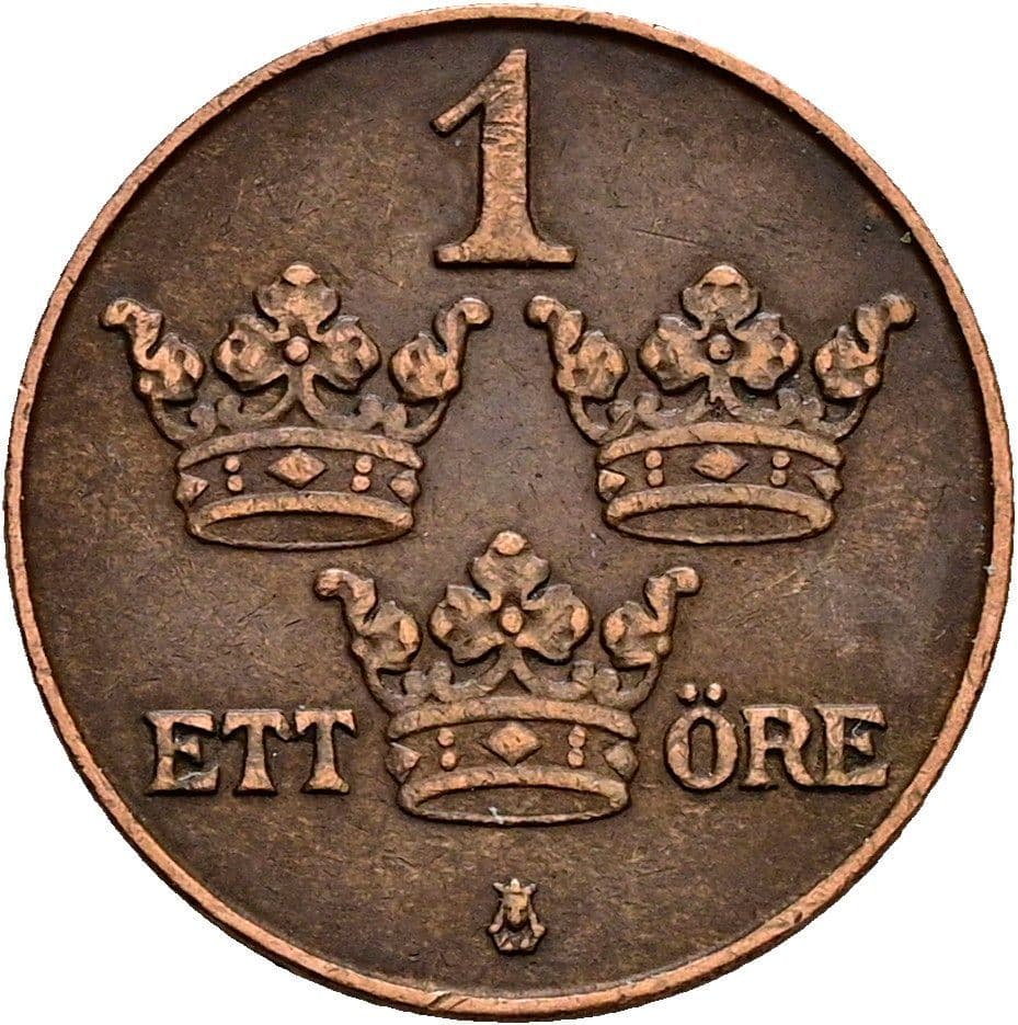 1 Öre Gustaf V. 1907-1950 1923 – Vorderseite