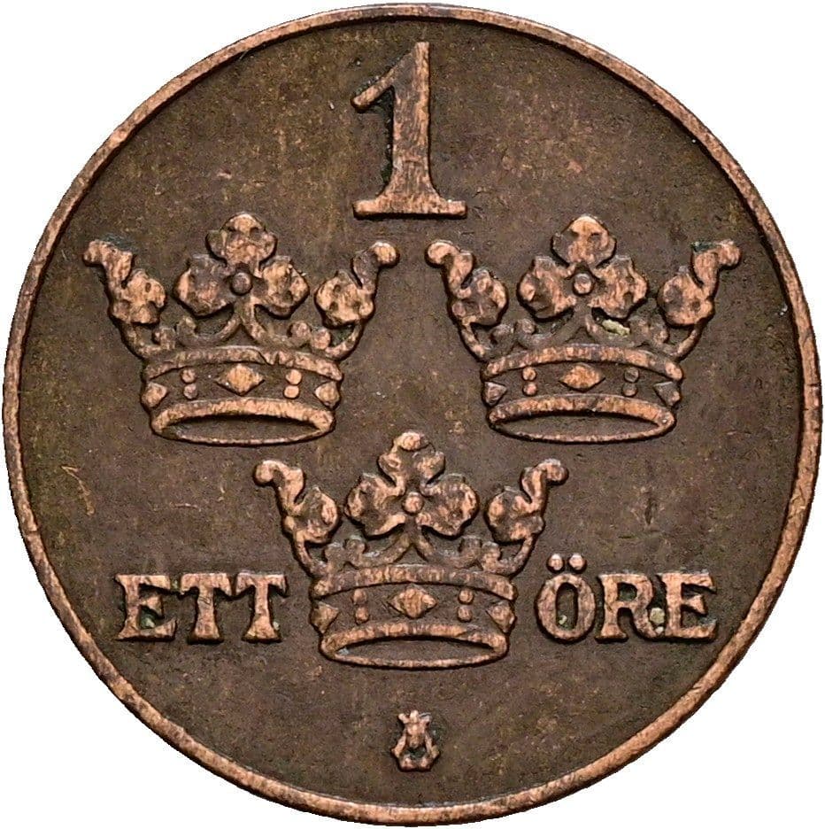 1 Öre Gustaf V. 1907-1950 1921 – Vorderseite