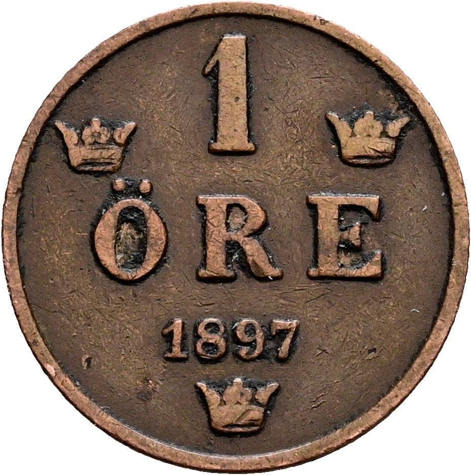 1 Öre Oskar II. 1872-1907 1897 – Vorderseite