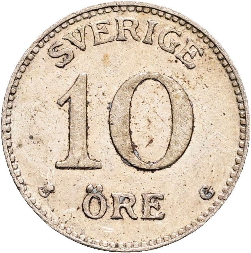 10 Öre Gustaf V. 1907-1950 1928 – Vorderseite