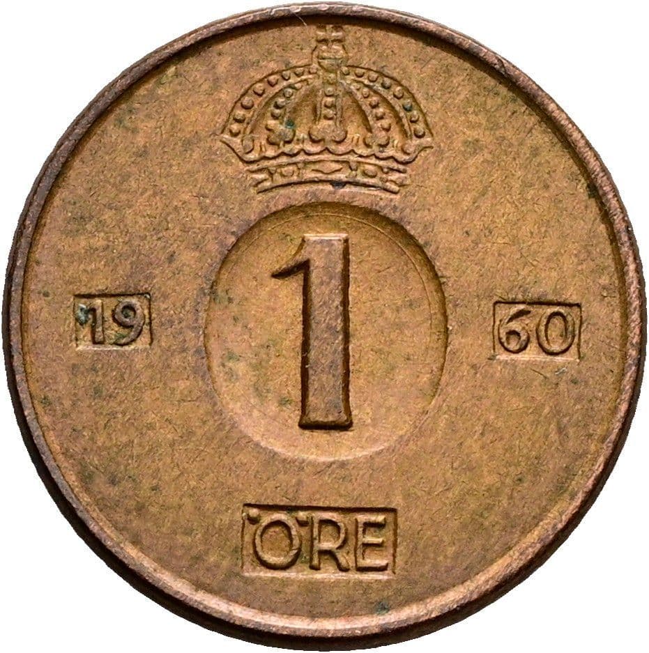 1 Öre Gustaf VI. Adolf 1950-1973 1960 – Vorderseite
