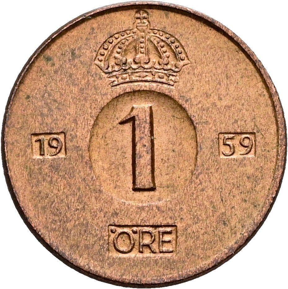 1 Öre Gustaf VI. Adolf 1950-1973 1959 – Vorderseite