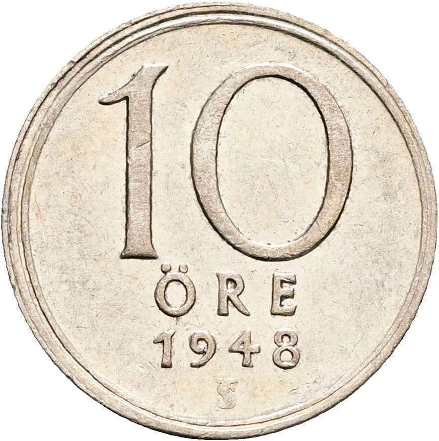 10 Öre Gustaf V. 1907-1950 1948 – Vorderseite