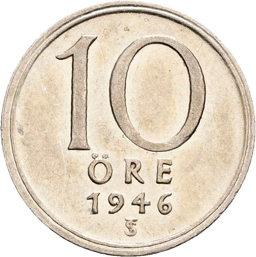 10 Öre Gustaf V. 1907-1950 1946 – Vorderseite