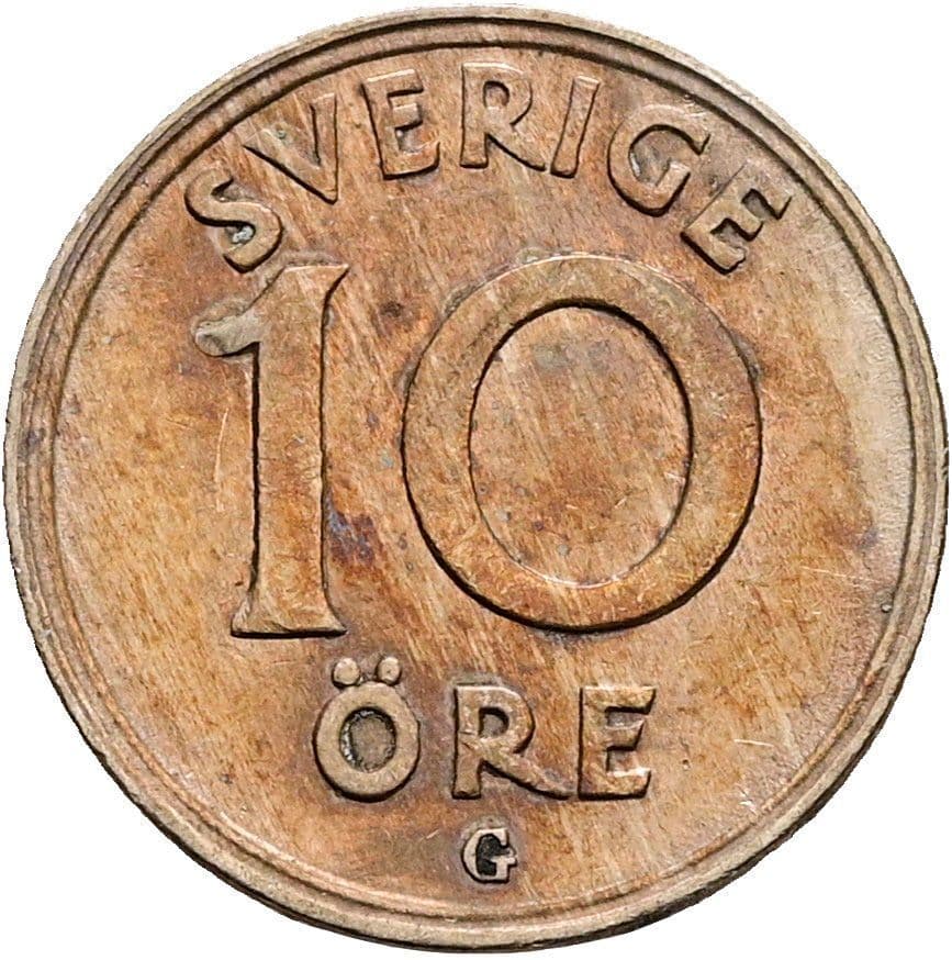 10 Öre Gustaf V. 1907-1950 1940 – Vorderseite