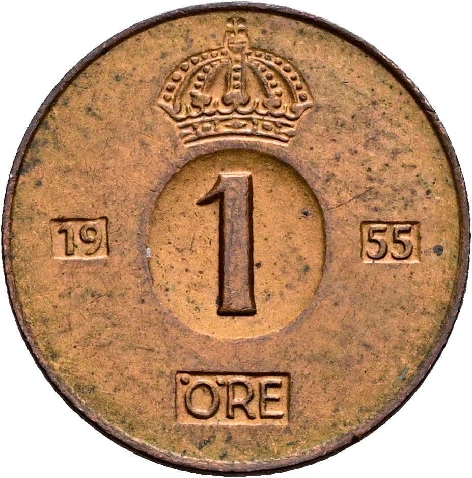 1 Öre Gustaf VI. Adolf 1950-1973 1955 – Vorderseite