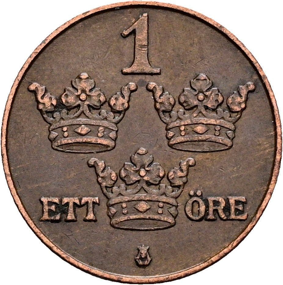 1 Öre Gustaf V. 1907-1950 1925 – Vorderseite