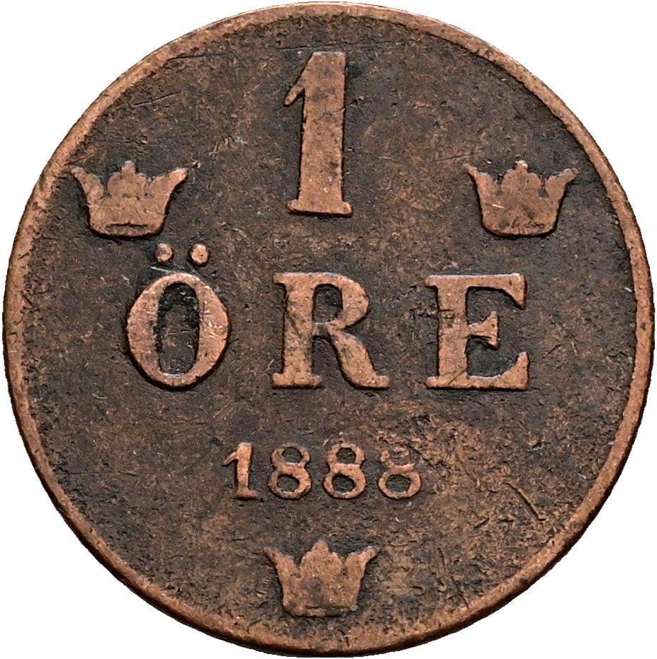 1 Öre Oskar II. 1872-1907 1888 – Vorderseite