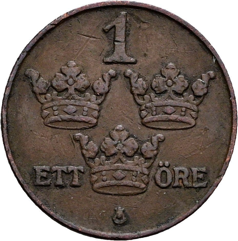 1 Öre Gustaf V. 1907-1950 1928 – Vorderseite