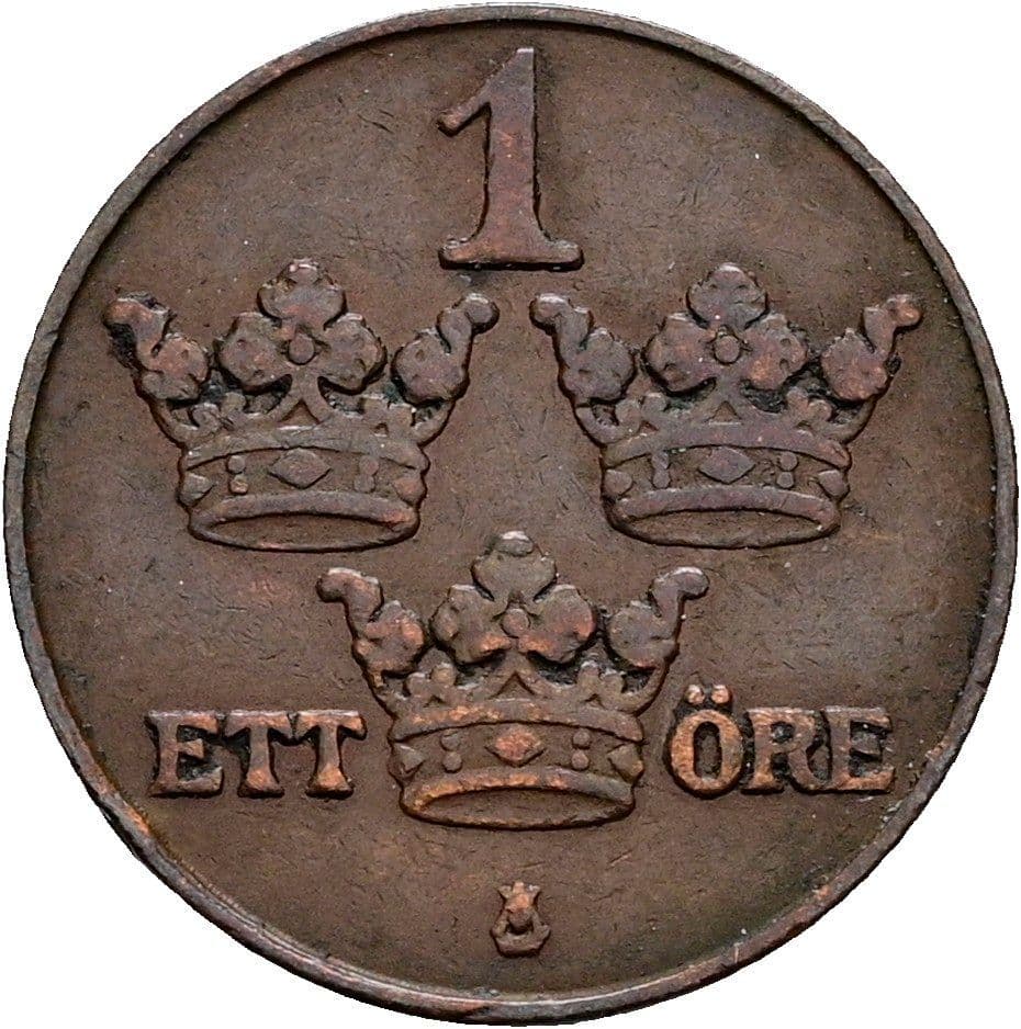1 Öre Gustaf V. 1907-1950 1927 – Vorderseite
