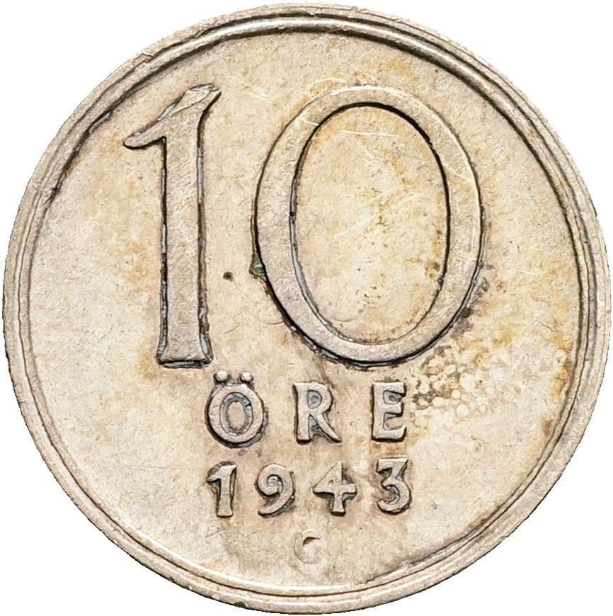 10 Öre Gustaf V. 1907-1950 1943 – Vorderseite