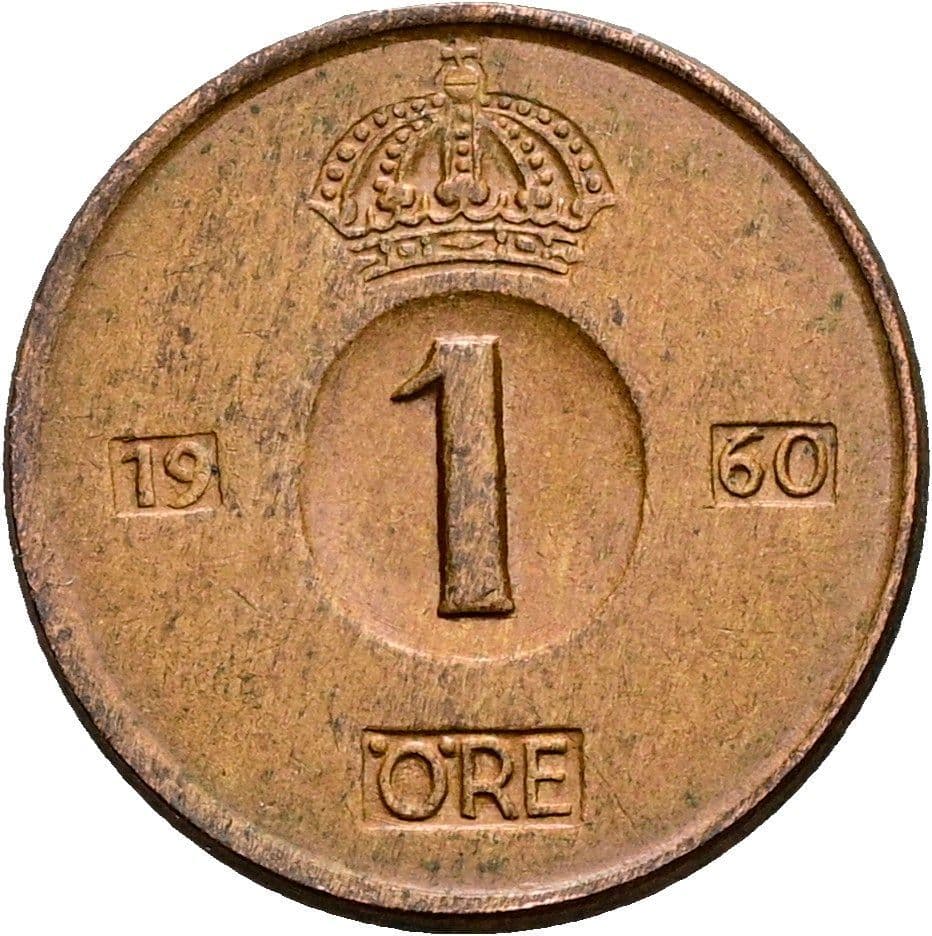 1 Öre Gustaf VI. Adolf 1950-1973 1960 – Vorderseite