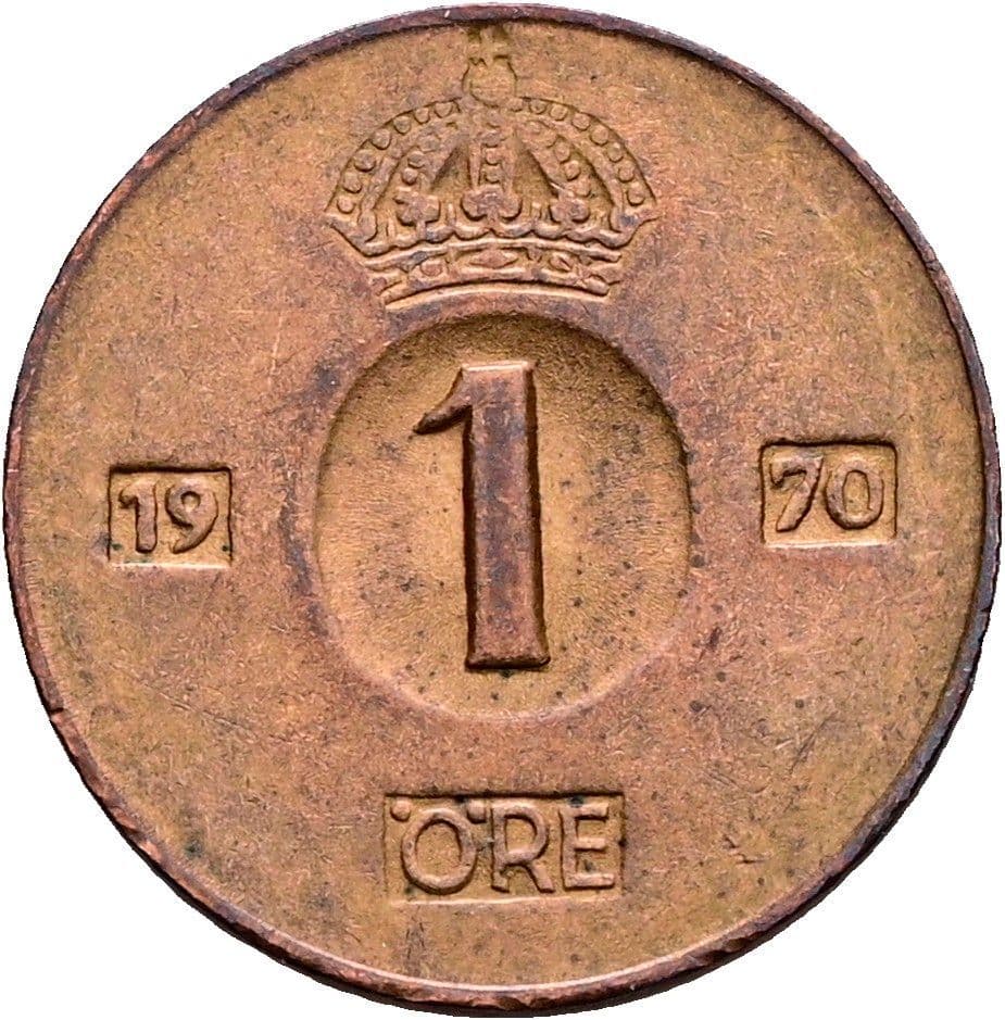 1 Öre Gustaf VI. Adolf 1950-1973 1970 – Vorderseite