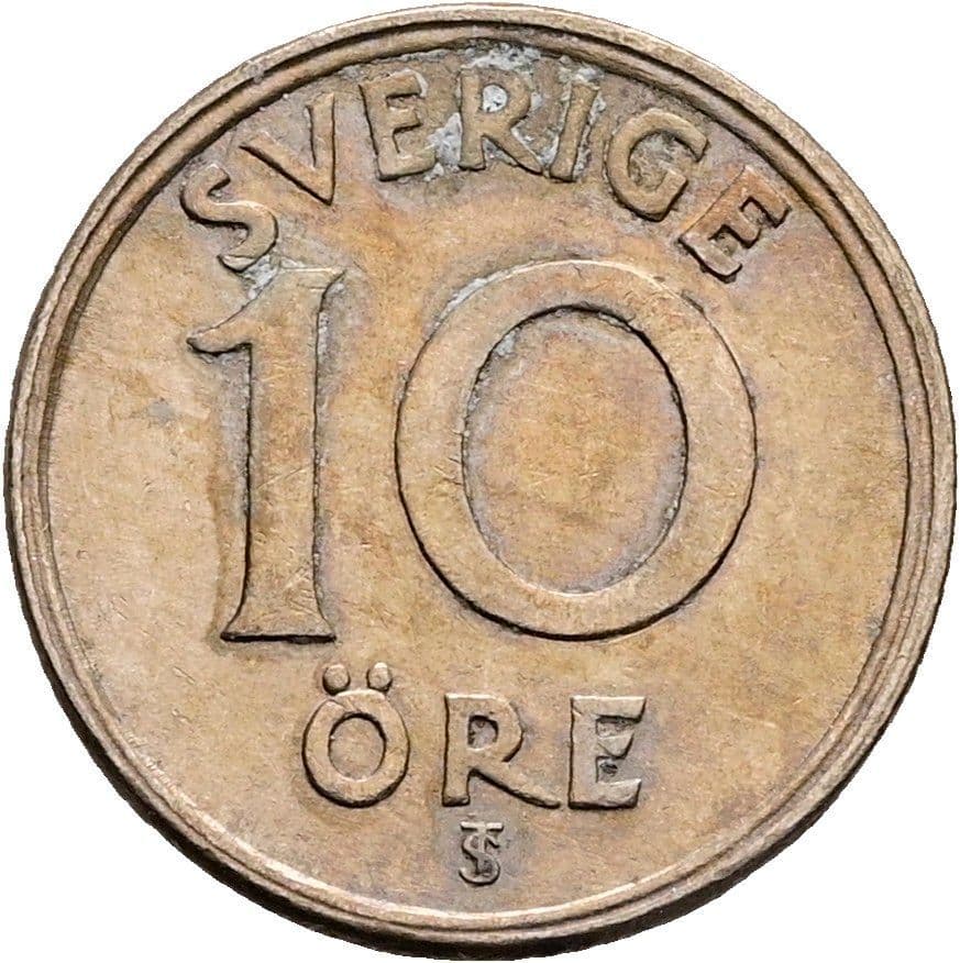 10 Öre Gustaf V. 1907-1950 1947 – Vorderseite