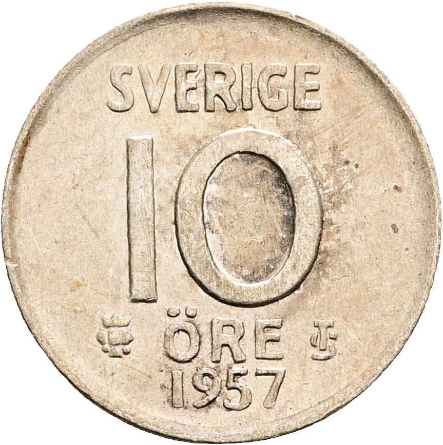 10 Öre Gustaf VI. Adolf 1950-1973 1957 – Vorderseite