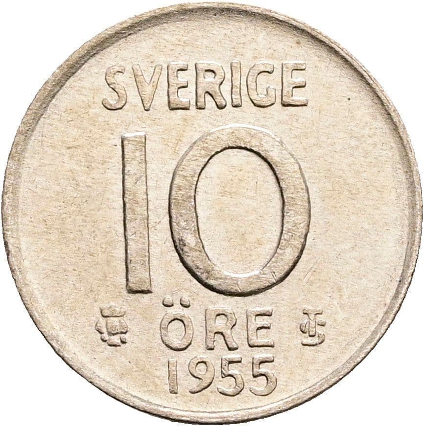 10 Öre Gustaf VI. Adolf 1950-1973 1955 – Vorderseite