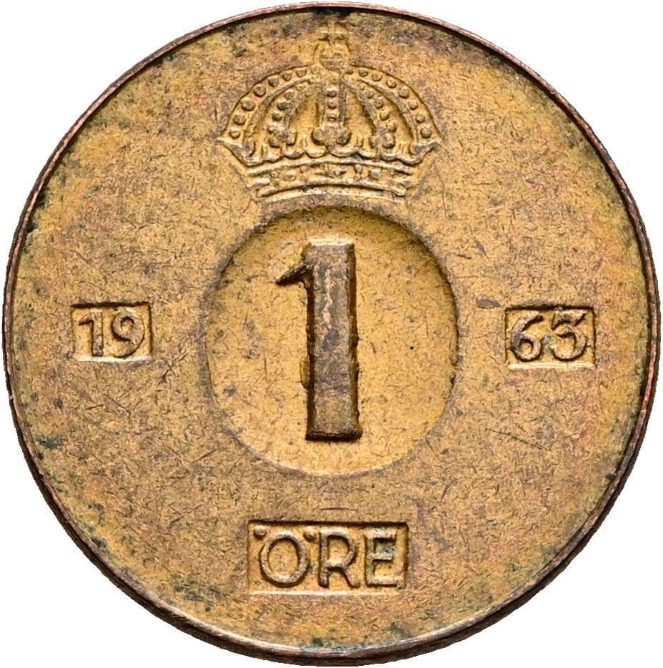 1 Öre Gustaf VI. Adolf 1950-1973 1963 – Vorderseite