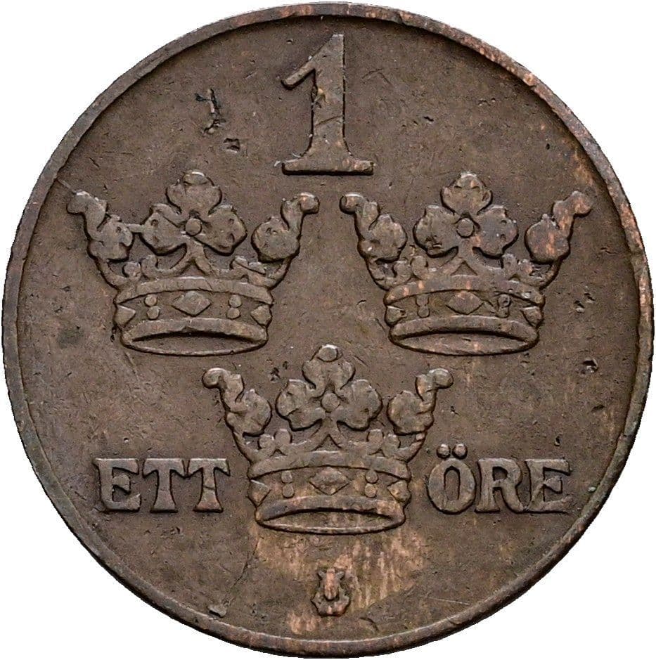 1 Öre Gustaf V. 1907-1950 1922 – Vorderseite