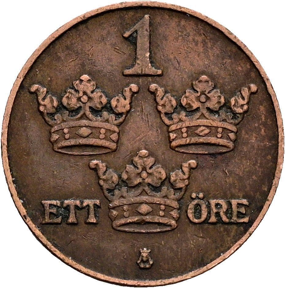 1 Öre Gustaf V. 1907-1950 1912 – Vorderseite