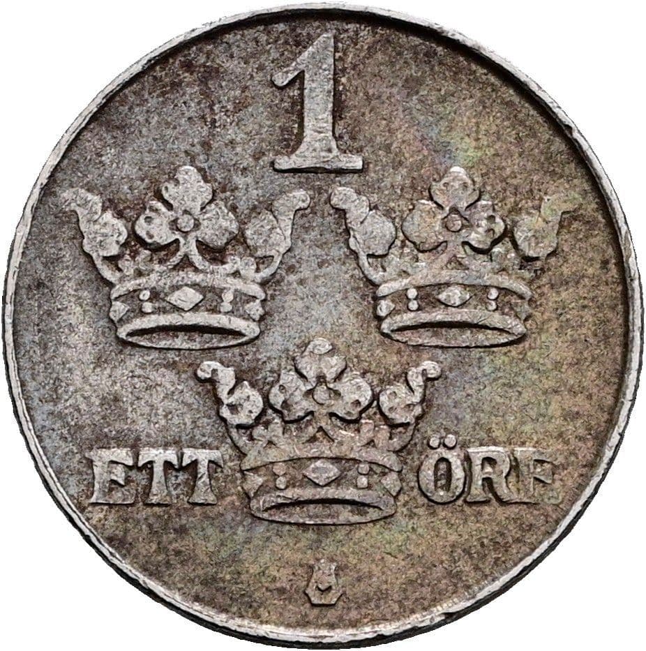 1 Öre Gustaf V. 1907-1950 1918 – Vorderseite
