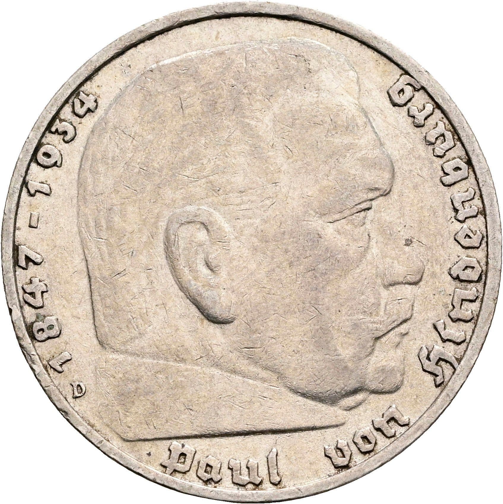 5 Reichsmark München 1935 D – Vorderseite