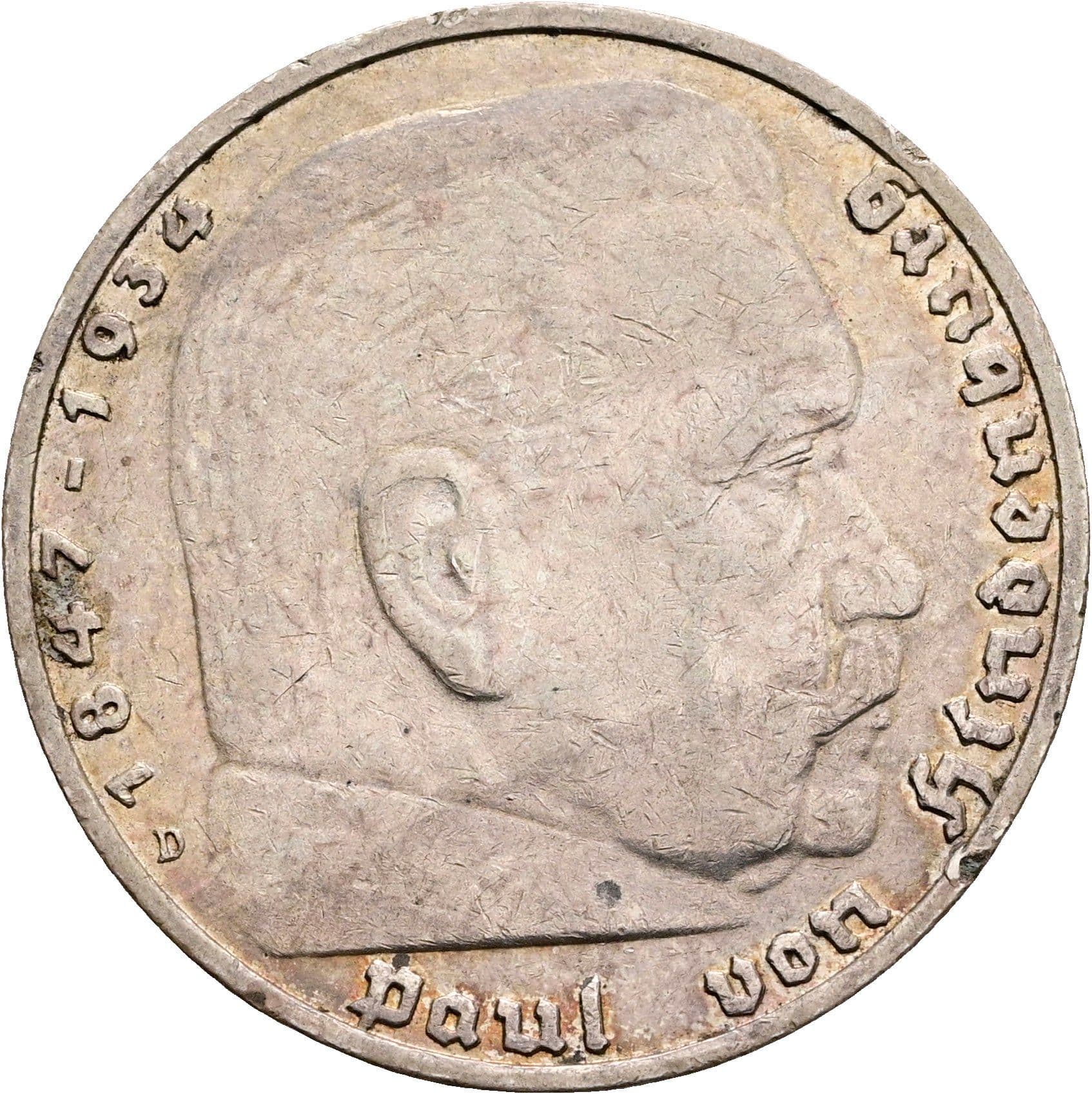 5 Reichsmark München 1936 D – Vorderseite