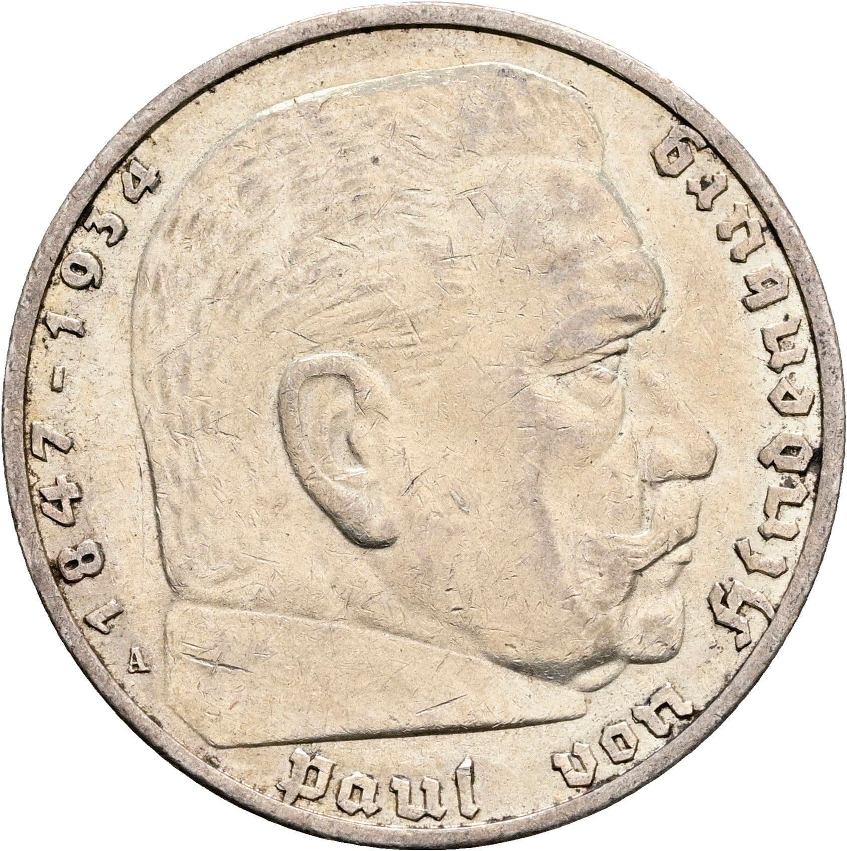 5 Reichsmark Berlin 1936 A – Vorderseite