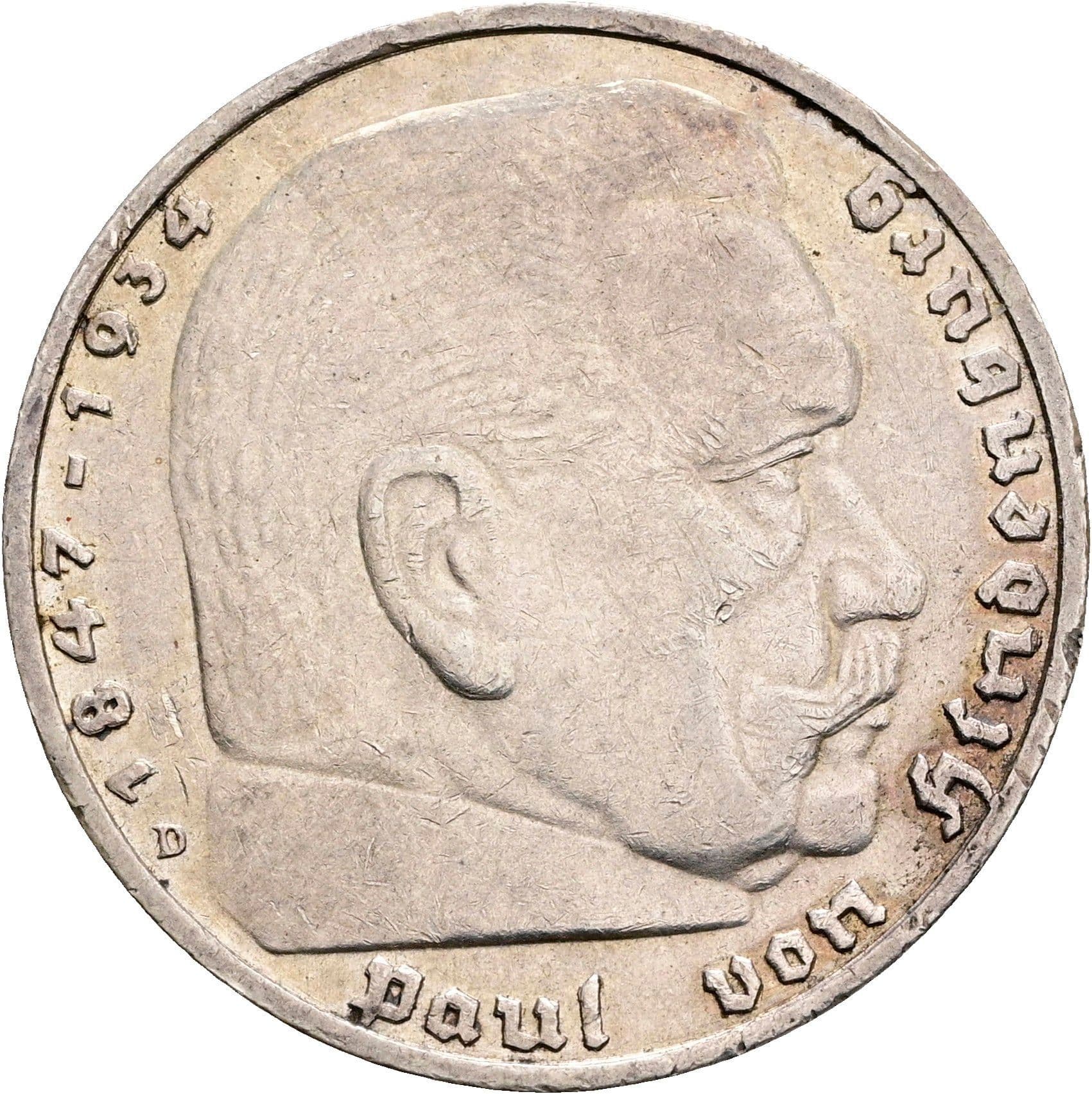 5 Reichsmark München 1936 D – Vorderseite